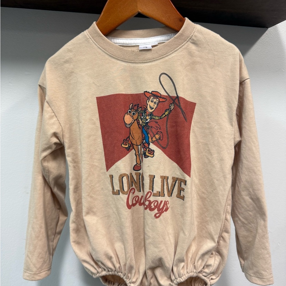 Blank NYC Kids Tan Cowboy Graphic Long Sleeve Tee/onesie
